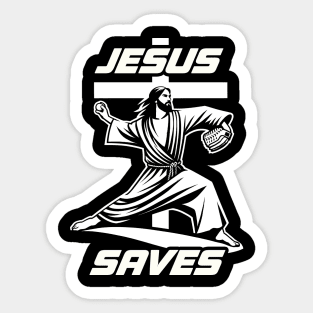 Funny Jesus Saves Christian Baseball Pitcher Coach Fan Sticker